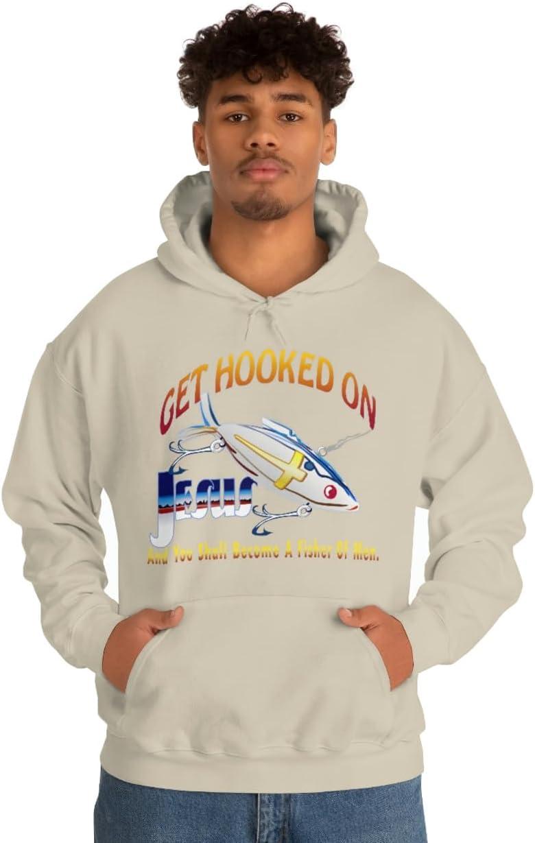 imageGet Hooked On Jesus Christian Hoodie SweatshirtSand