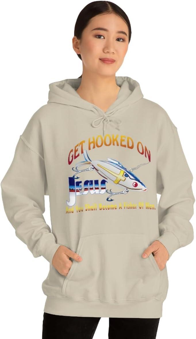 imageGet Hooked On Jesus Christian Hoodie SweatshirtSand