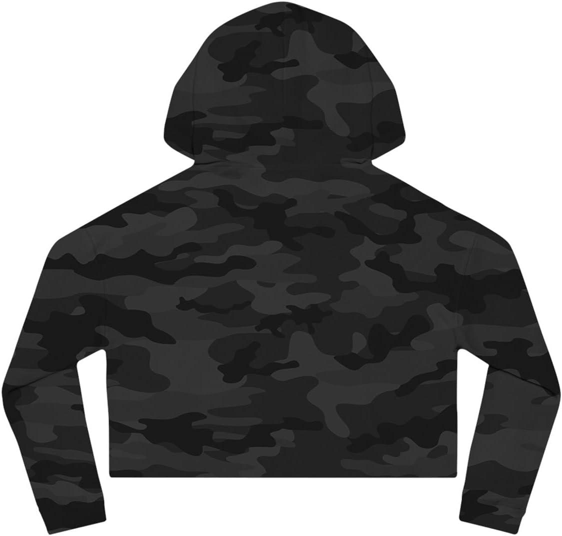 imageGods Girl Womens Cropped Hooded SweatshirtBlack Camo
