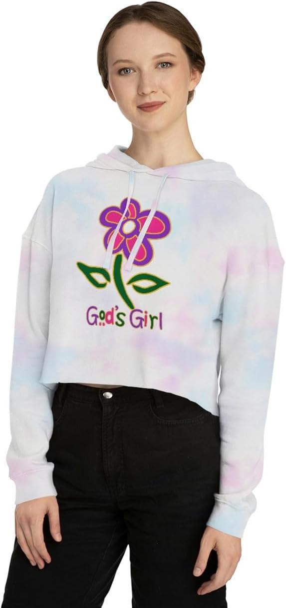imageGods Girl Womens Cropped Hooded SweatshirtBlack Camo