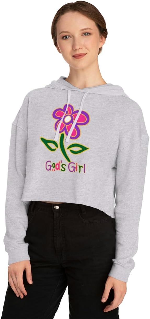 imageGods Girl Womens Cropped Hooded SweatshirtGrey Heather