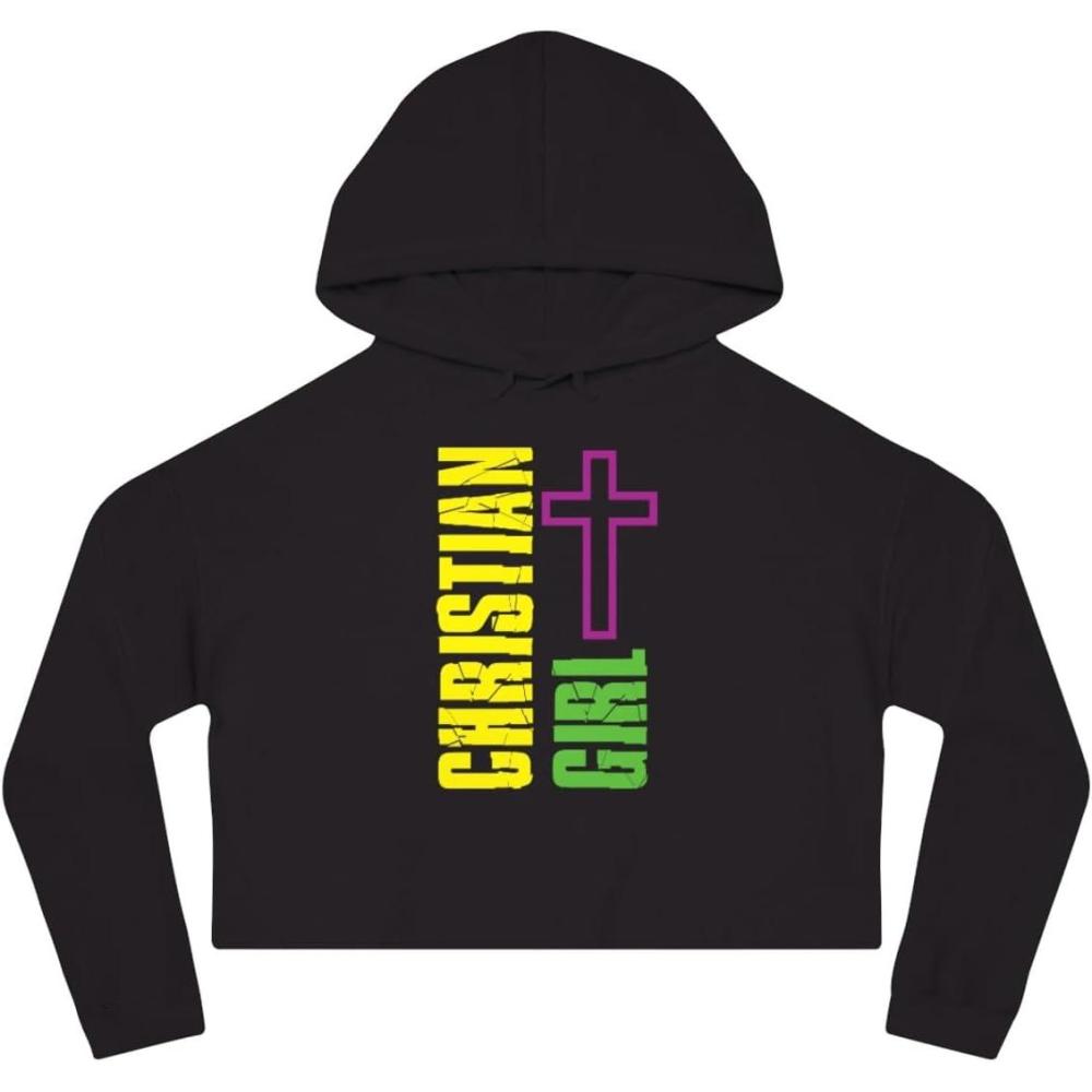 imageChristian Girl Womens Cropped Hooded SweatshirtBlack