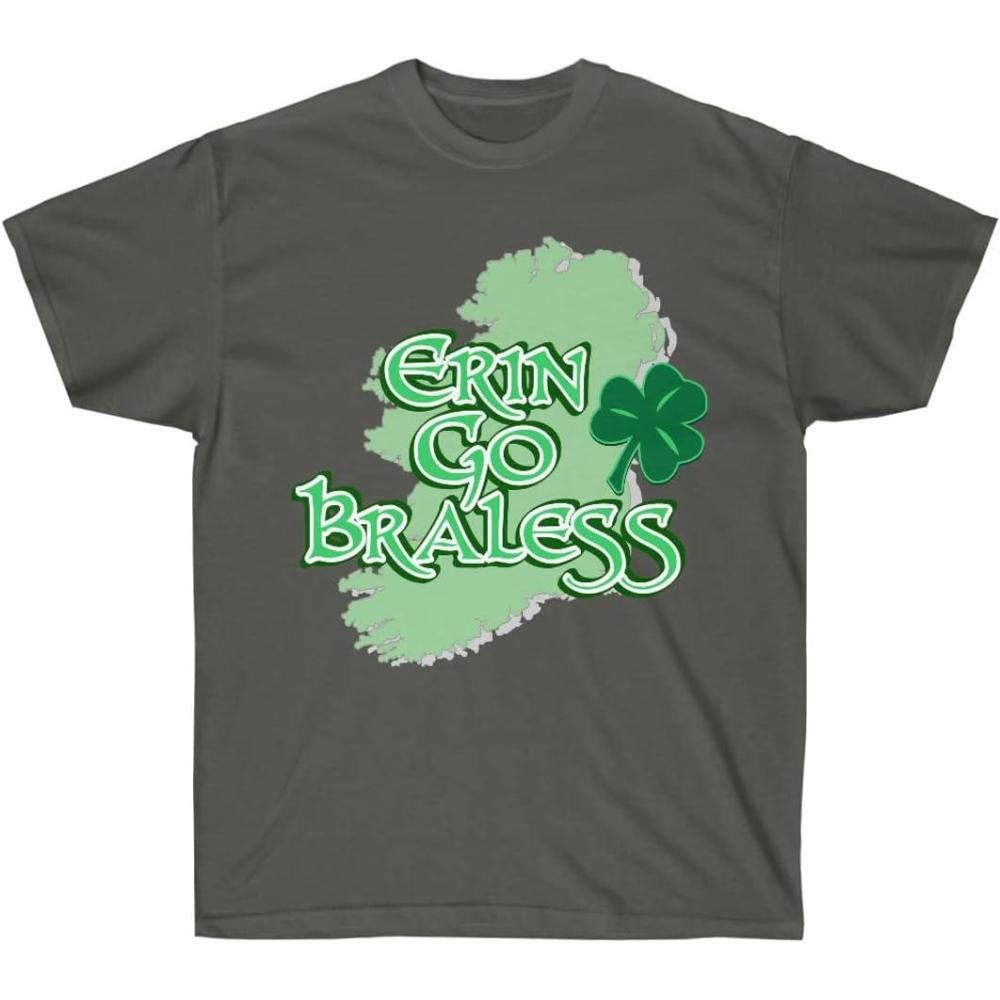 imageErin Go Braless St Patricks Day Irish TShirtDark Heather