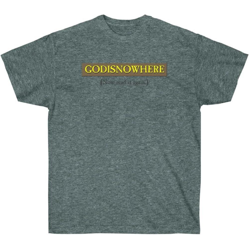 imageGODISNOWHERE  God is Nowhere  God is Now Here  Christian TShirtDark Heather