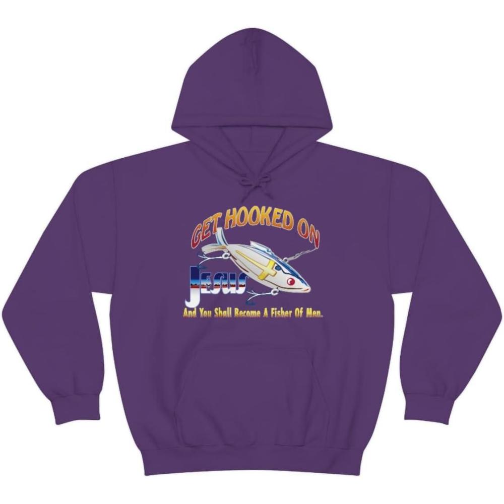 imageGet Hooked On Jesus Christian Hoodie SweatshirtPurple