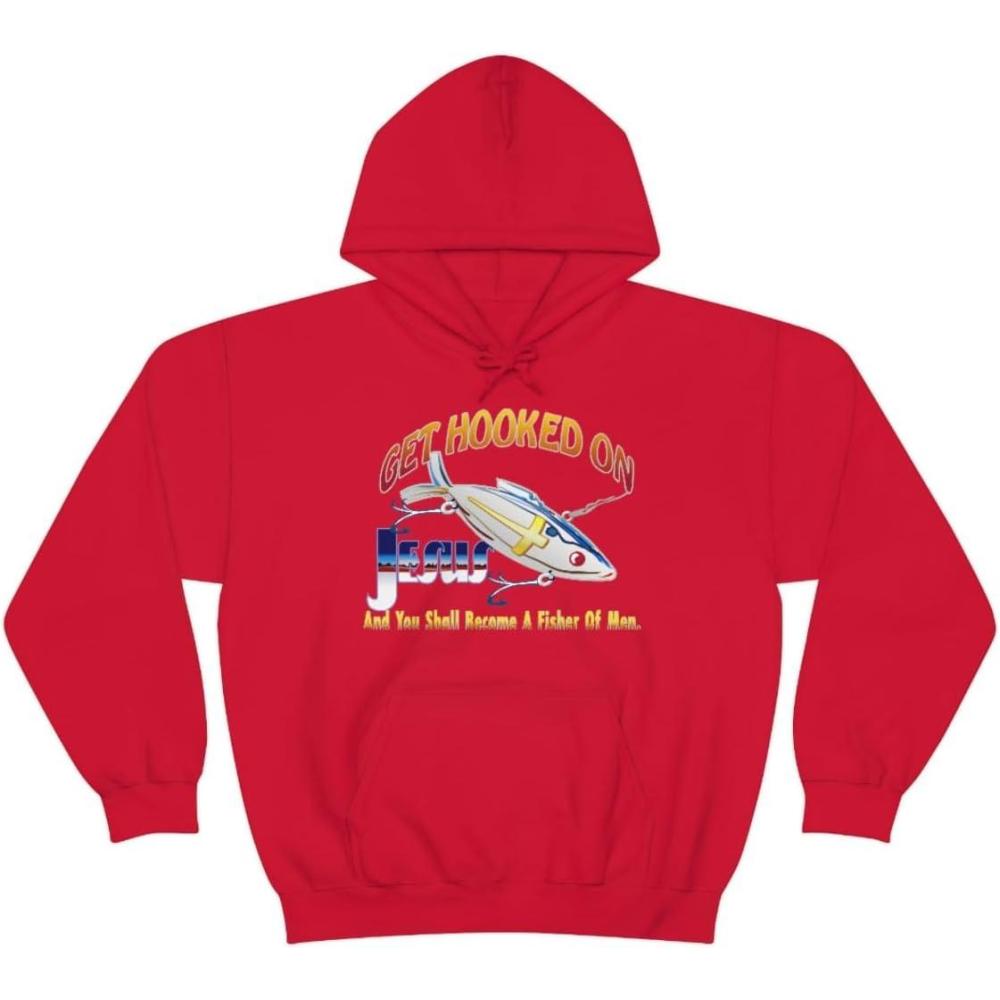 imageGet Hooked On Jesus Christian Hoodie SweatshirtRed