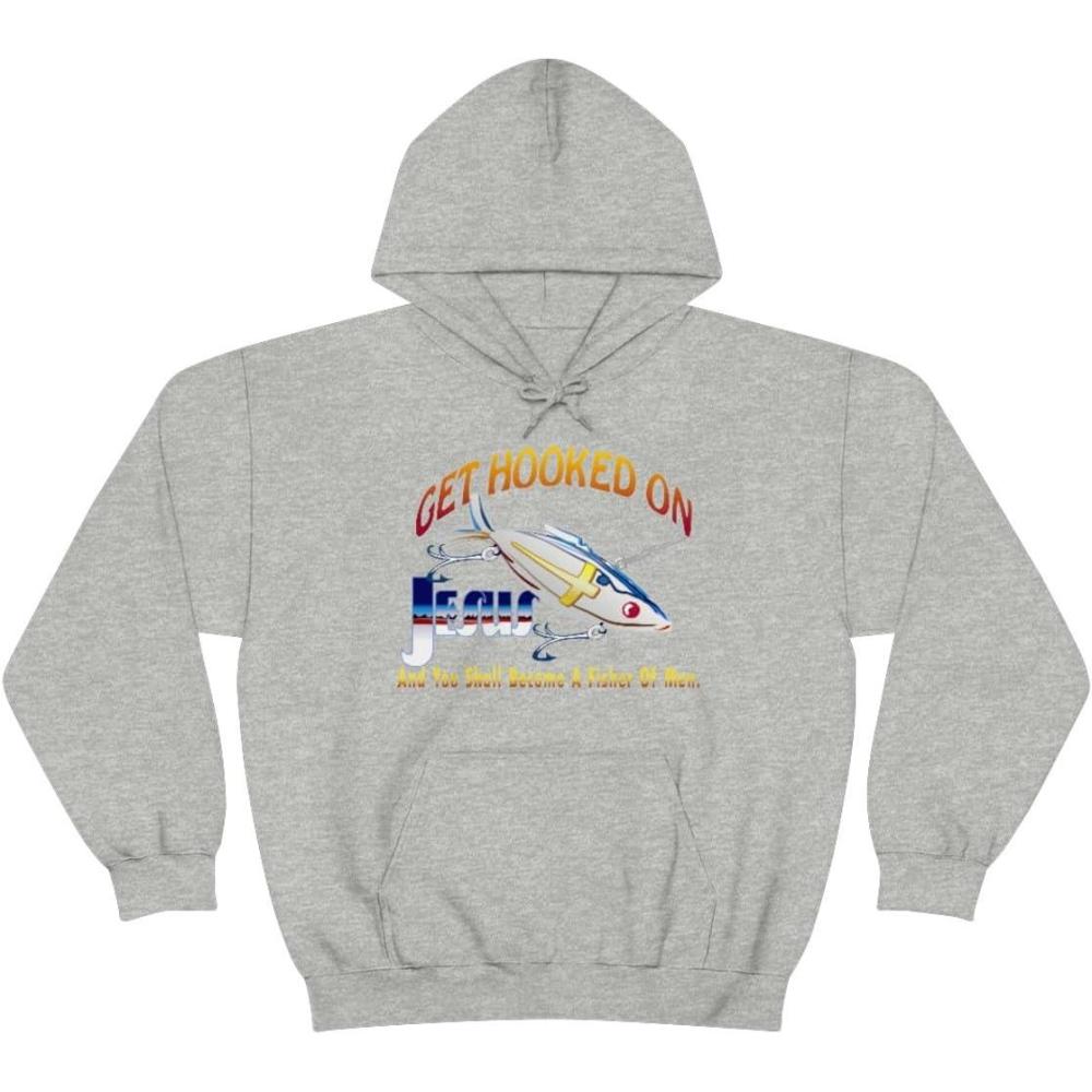 imageGet Hooked On Jesus Christian Hoodie SweatshirtSport Grey