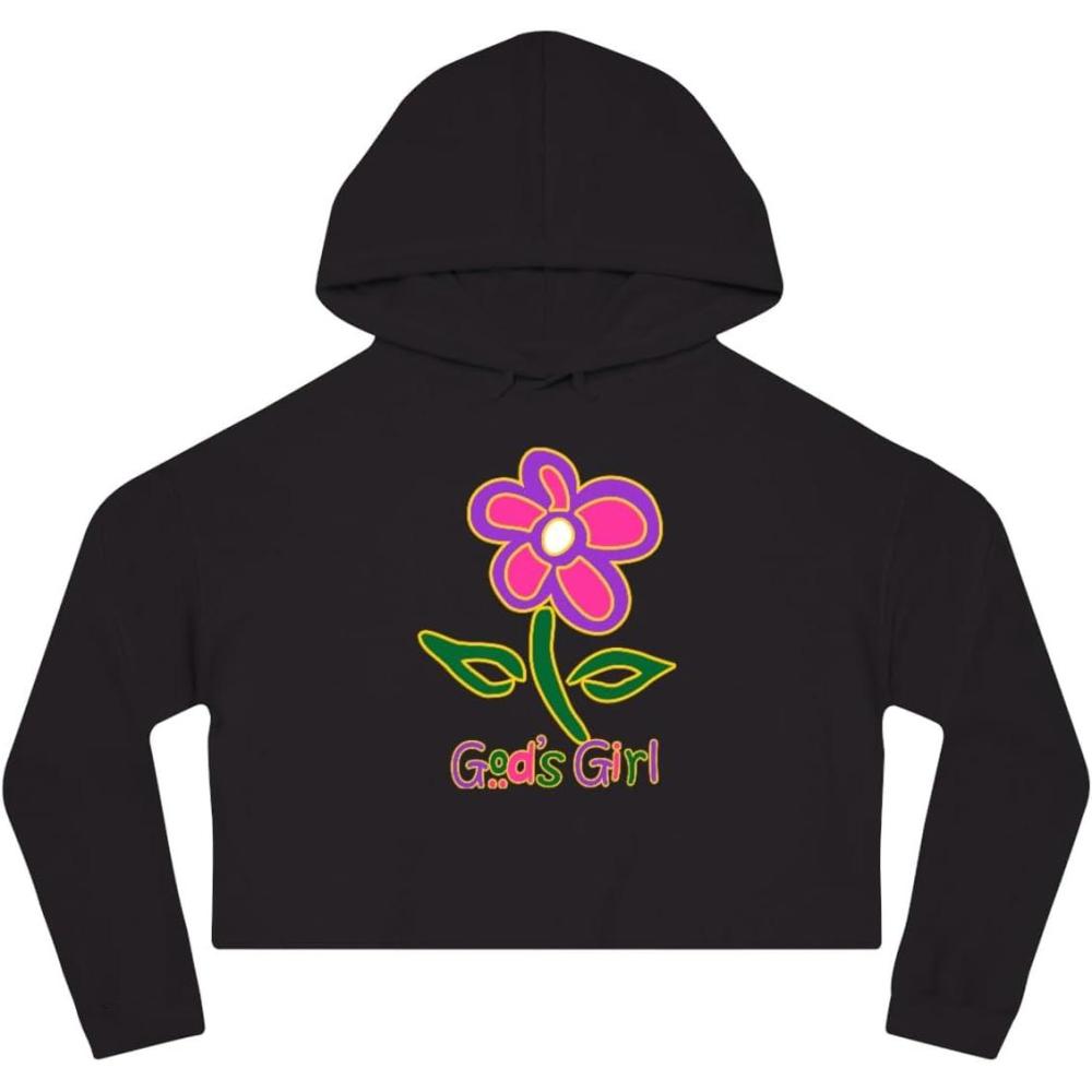 imageGods Girl Womens Cropped Hooded SweatshirtBlack
