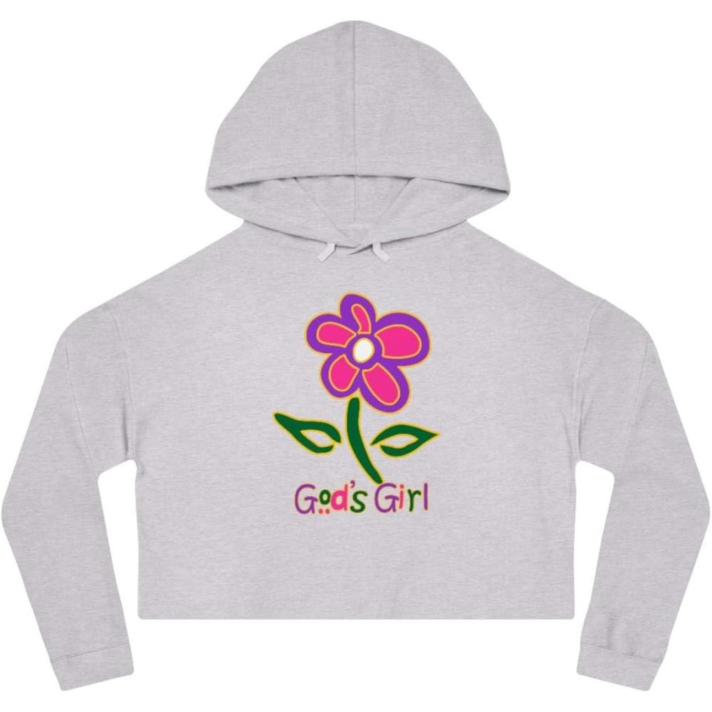 imageGods Girl Womens Cropped Hooded SweatshirtGrey Heather