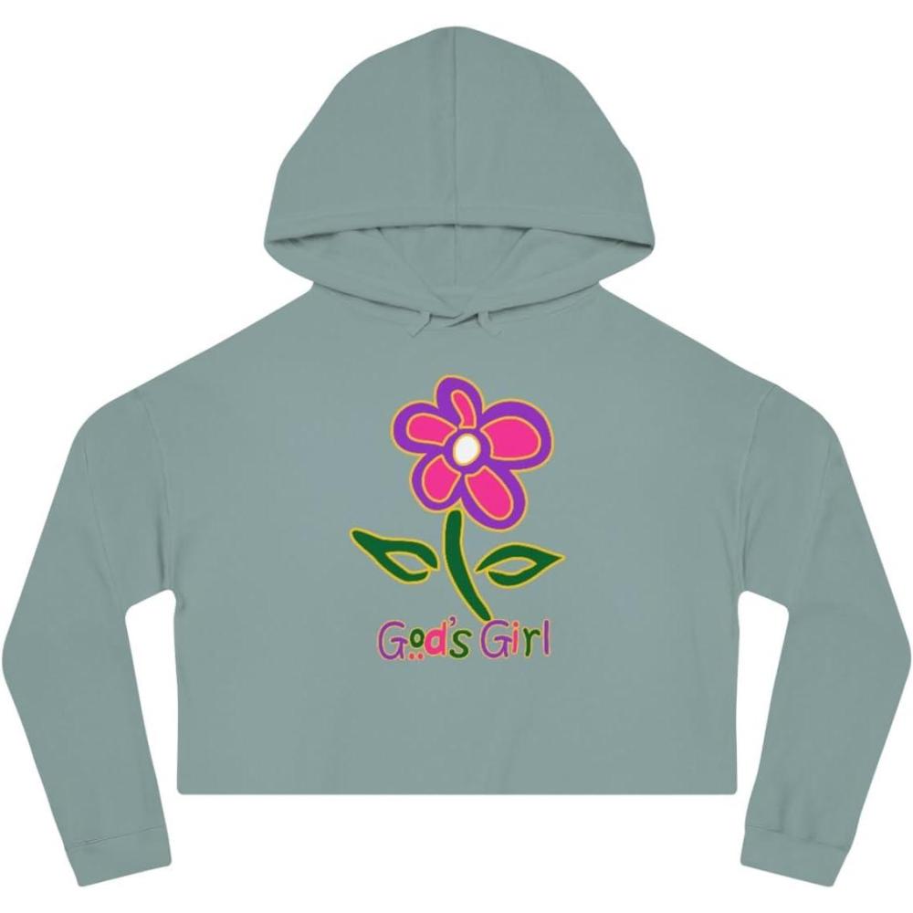 imageGods Girl Womens Cropped Hooded SweatshirtSage