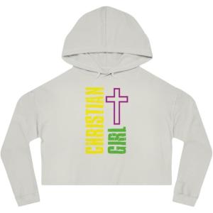 Christian Girl Women’s Cropped Hooded Sweatshirt(Bone)