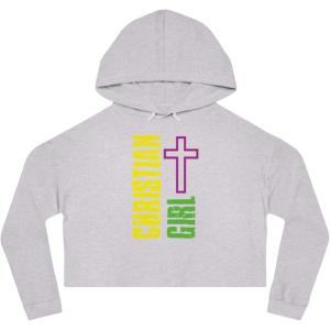 Christian Girl Women’s Cropped Hooded Sweatshirt(Grey Heather)