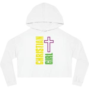Christian Girl Women’s Cropped Hooded Sweatshirt(White)