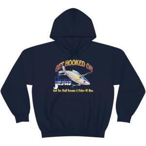 Get Hooked On Jesus – Christian Hoodie Sweatshirt(Navy)