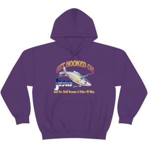 Get Hooked On Jesus – Christian Hoodie Sweatshirt(Purple)
