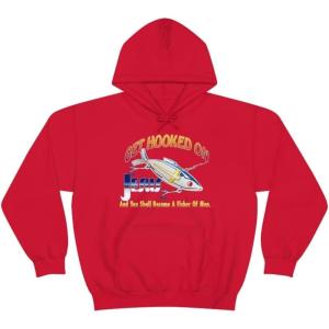 Get Hooked On Jesus – Christian Hoodie Sweatshirt(Red)