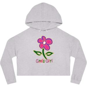 God’s Girl Women’s Cropped Hooded Sweatshirt(Grey Heather)