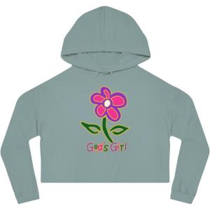 God’s Girl Women’s Cropped Hooded Sweatshirt(Sage)