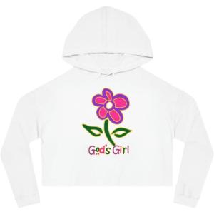 God’s Girl Women’s Cropped Hooded Sweatshirt(White)