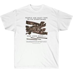 People Use Duct Tape to Fix Everything – God Used Nails – Christian T-Shirt Small Ash(White)