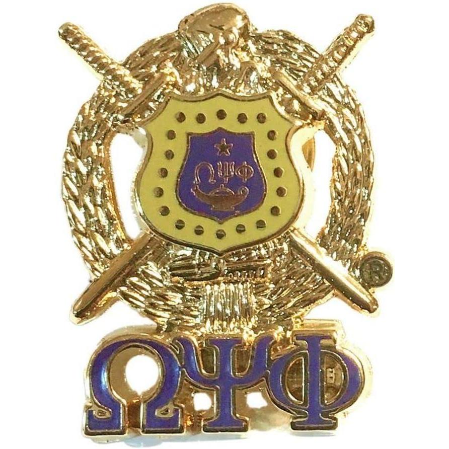imageOmega Psi Phi 3D Gold Shield with Letters Pin