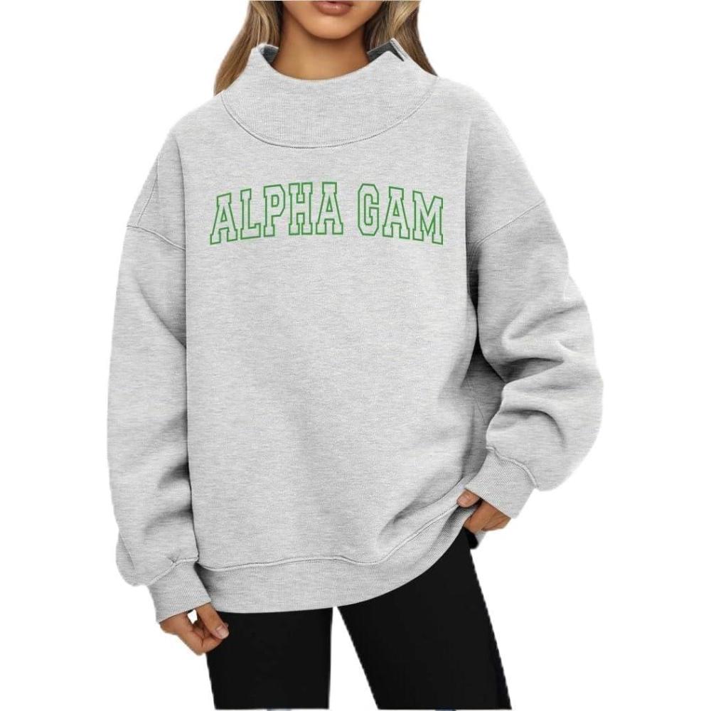 imageGreekgear Alpha Gamma Delta Lightweight Varsity Mockneck Sweatshirt