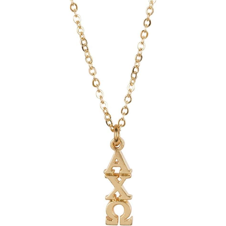 imageGreekgear Alpha Chi Omega Gold Plated Lavaliere Necklace