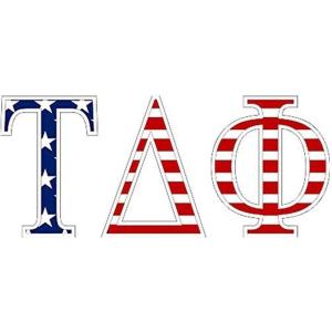 Tau Delta Phi American Flag Greek Letter Sticker – 2.5″ Tall