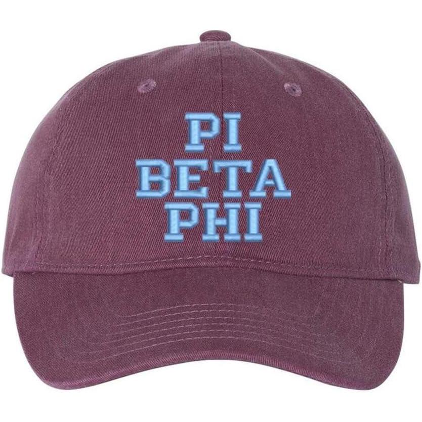 imageGreekgear Pi Beta Phi Pigment Dyed Baseball CapVineyard WLight Blue Thread Color