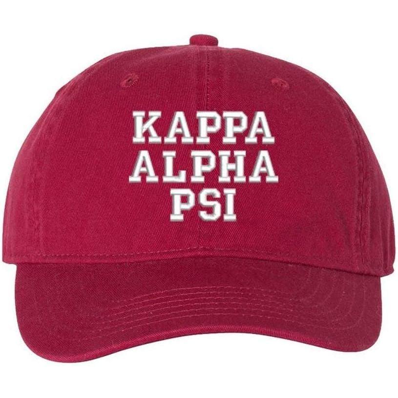 imageKappa Alpha Psi Pigment Dyed Baseball CapBrick WWhite Thread Color