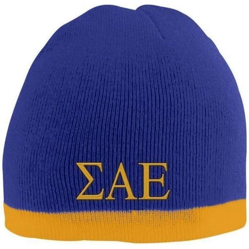 imageSigma Alpha Epsilon SAE Two Tone Knit Beanie PurpleGold