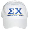 Sigma Chi Baseball Cap with Line Design – One Size Fits Most(White)