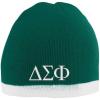 Delta Sigma Phi Two Tone Knit Beanie Dark Green/White