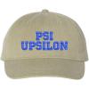 Greekgear Psi Upsilon Pigment Dyed Baseball Cap(Khaki W/Royal Thread Color)