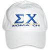 Sigma Chi Baseball Cap with Line Design – One Size Fits Most(White)