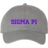 Sigma Pi Pigment Dyed Baseball Cap(Grey W/Purple Thread Color)