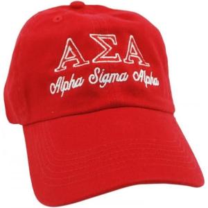 Alpha Sigma Alpha ASA Script Cap(Red W/Red/White Thread Color)