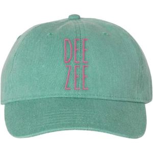 Delta Zeta Mod Pigment Dyed Baseball Cap(Seafoam W/Hot Pink Thread Color)