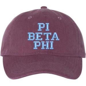 Greekgear Pi Beta Phi Pigment Dyed Baseball Cap(Vineyard W/Light Blue Thread Color)