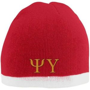Greekgear Psi Upsilon Two Tone Knit Beanie Red/White