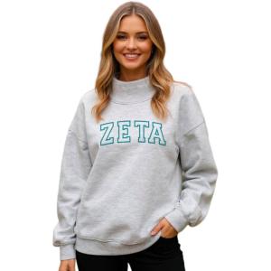Greekgear Zeta Tau Alpha Varsity Lightweight Mockneck Sweatshirt