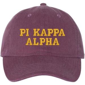 Pi Kappa Alpha Pike Pigment Dyed Baseball Cap(Vineyard W/Light Gold Thread Color)