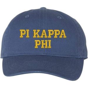 Pi Kappa Phi PI PHI Pigment Dyed Baseball Cap(Navy W/Light Gold Thread Color)