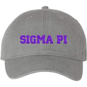 Sigma Pi Pigment Dyed Baseball Cap(Grey W/Purple Thread Color)