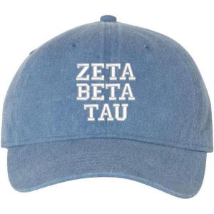 Zeta Beta Tau ZBT Pigment Dyed Baseball Cap(Blue Jean W/White Thread Color)