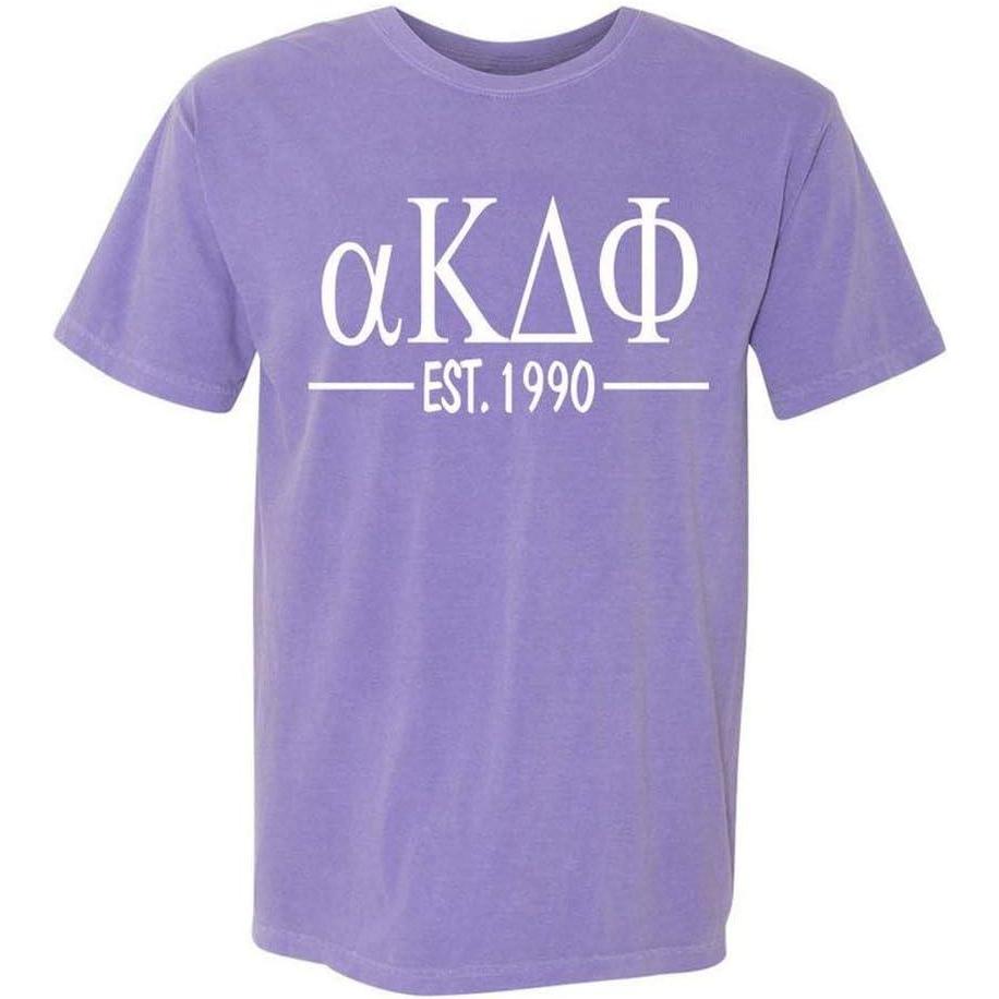 imageAlpha Kappa Delta Phi Custom Greek Lettered Short Sleeve TShirtViolet