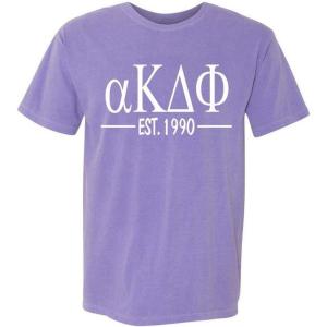 Alpha Kappa Delta Phi Custom Greek Lettered Short Sleeve T-Shirt(Violet)