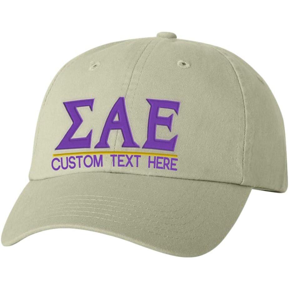 imagePersonalized Sigma Alpha Epsilon SAE Greek Line HatTan