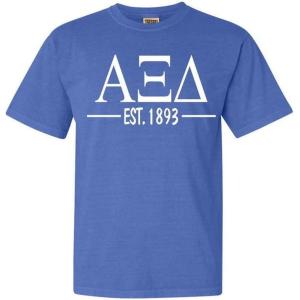 Alpha Xi Delta Custom Greek Lettered Short Sleeve T-Shirt(Flo Blue)