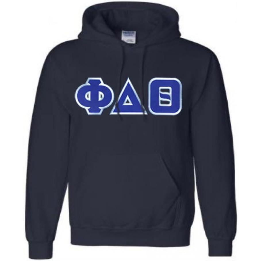 imageGreekgear Phi Delta Theta Lettered Hooded SweatshirtNavy Blue